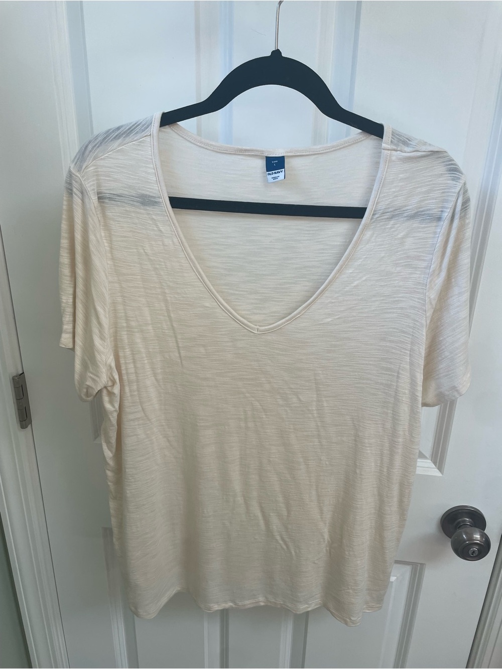 Old Navy Cream V-Neck Short Sleeve Tunic Top